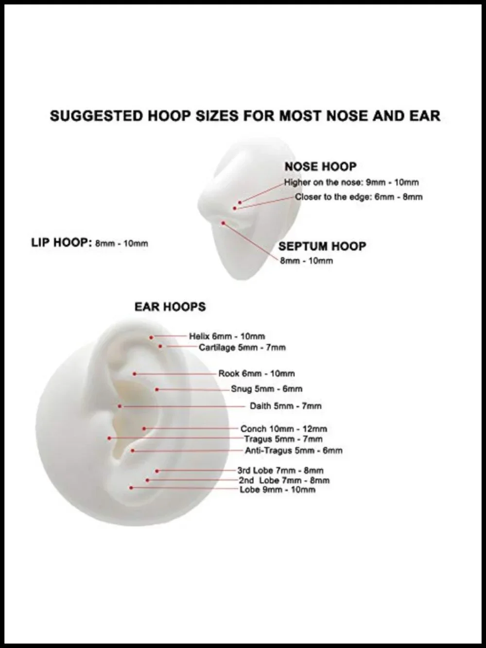 Grade 23 Titanium Nose Hoop Ring Hinged Clicker for Women Men 20g 9mm